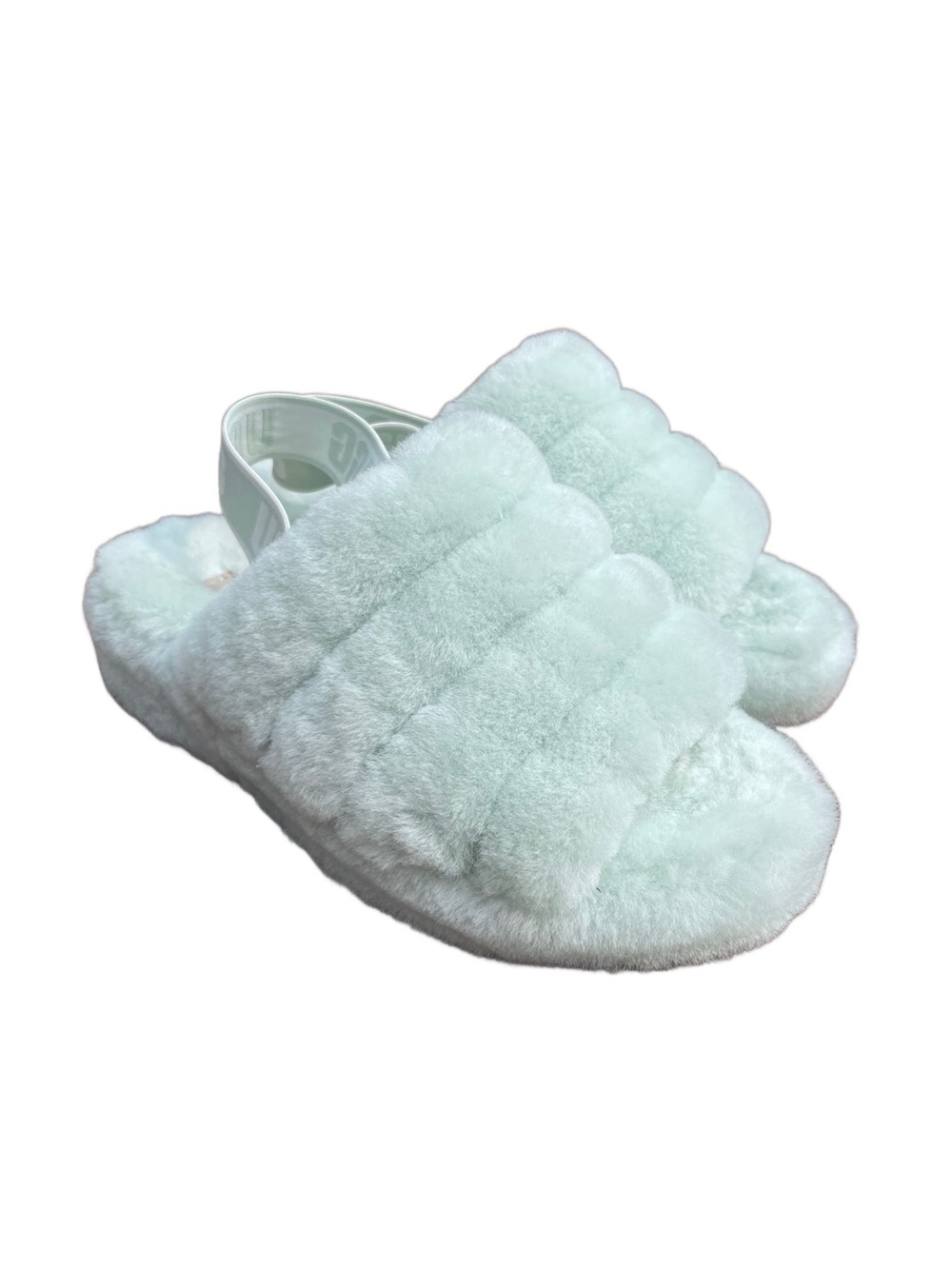 Ugg Fluff Yeah Mint Green Sherpa Wool Slides Size 6